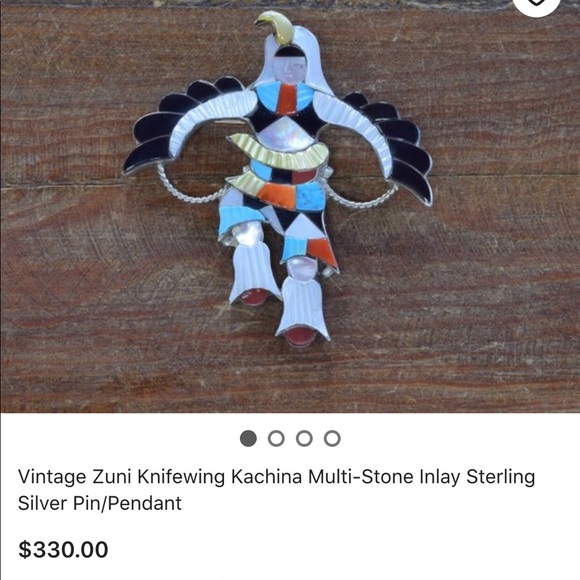 🌹NWT Beyuka Zuni knife wing dancer pendant/pin - Picture 8 of 8
